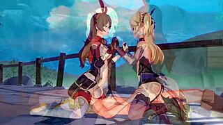 弓箭手女孩在3D色情行动中