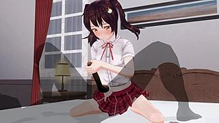 姉が無修正アニメでアナルをエッジングハンドジョブでからかう