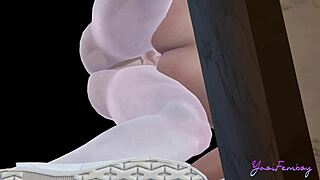 ヤオイフェムボーイダンが大理石テーブルで優雅に見える。ベアバックアクションがスタイル満載で展開