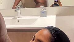 Ebony Teen Deepthroats Big Black Cock Before Work