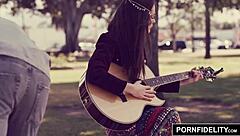 Hippie beauty gets a creampie after a wild boof