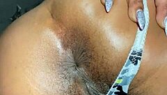 Beautiful asshole contrasts with cute ebony pussy