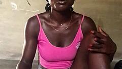 Crazy ebony enjoying food solo