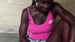 Crazy ebony enjoying food solo