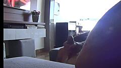Step-in-law's footprints on my dick in a homemade video