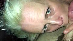 Slutty wife gives a hot blowjob and shows her big ass and tits
