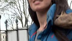 Beautiful slut pissing in public and masturbating in a working class london