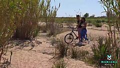 Unknown Cyclist Meets Outdoors With Mariana Martix And Alberto Blanco