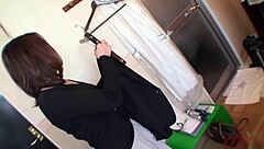 Lina plays with anal pearls in Japanese scene