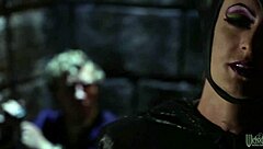 Beautiful actress Michelle Pfeiffer as Maleficent in the movie Wicked has a hot scene with Prince Charming