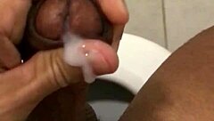 Solo action in the bathroom with slow motion and close-ups