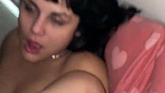 Skinny babe sends greetings while getting her vagina slammed