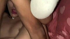 Skinny babe sends greetings while getting her vagina slammed