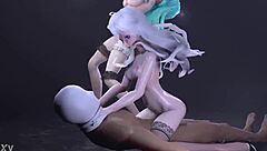 Miku double moves bodies in intense squirting cowgirl ride