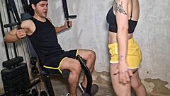 Bisexual guys train hard at gym before sex