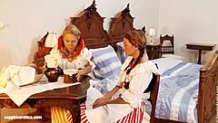 Beautiful sapphic love: antique oral sex scene