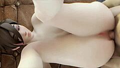 Tracer Gives Intense Handjob And Blowjob In Hentai Anime