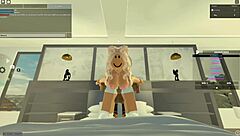 Big black cock penetrates blonde doggystyle in Roblox porn