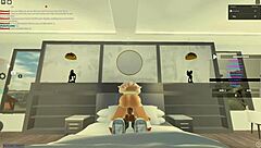 Big black cock penetrates blonde doggystyle in Roblox porn