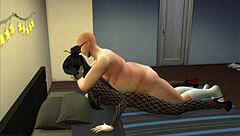 Young Asian whore in pantyhose serves client well