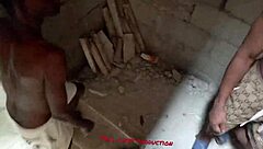 Two street guys fuck a homeless girl in an unfinished building