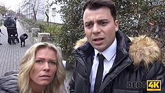 Debt4k Stalk To Fuck Beautiful Shaved Brunette With Natural Tits