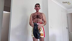 Step Gay Dad's Kickboxer Fetish with Fat Juicy Cock
