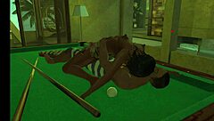 Playing on the pool table