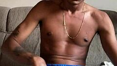 Mature stud jerks huge cock, cums to finish solo