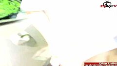 Skinny Blonde Slut Feels Intense Pleasure From Huge Cumshot On Her Tits And Face