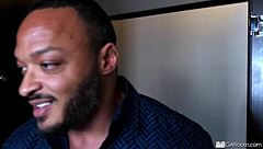 In the shower, a black cock stretches Adrian's ass wide open, bathing in the intense stretching action.