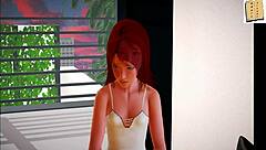 Adult visual novel with redhead in family roleplay