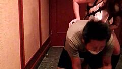 intense femdom ball kicking session leaves him helpless