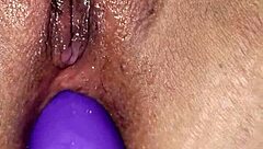 she explores her ass with homemade toys while masturbating her big tits