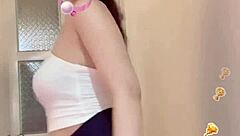 Miu shows her smooth white skin and big tits