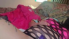 Squirt girl on water pole, wet and horny