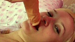 Hot Blonde Teen Fingers Her Pussy and Sucks Dildo