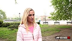 Playful blonde Crystal Caytlin enjoys outdoor public sex fun