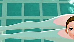 anime woman bathes in japanese public bath sento