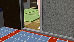 anime woman bathes in japanese public bath sento