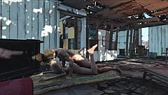 In Fo4 Sanctuary, a wild cartoon brunette gets into intense hentai action.