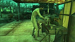 In Fo4 Sanctuary, a wild cartoon brunette gets into intense hentai action.