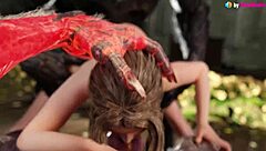 Aerith Emotionally Serves Two Werewolves With Deepthroat And Anal In Final Fantasy 3D