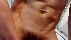 Gay guy lifts cum with his mouth in intense oral action