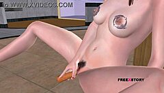 An animated teen girl sits on the floor