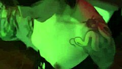 Beautiful girlfriend with tattoos gives blow job while handcuffed