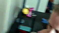 Dirty milf slut spits cum on her big tits in cuckold scene