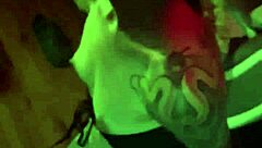 Beautiful girlfriend with tattoos gives blow job while handcuffed
