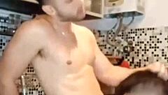 Mechanics strip each other in the barn