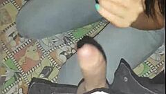 Arriving late home, she made me fuck her petite teen pussy outdoors.